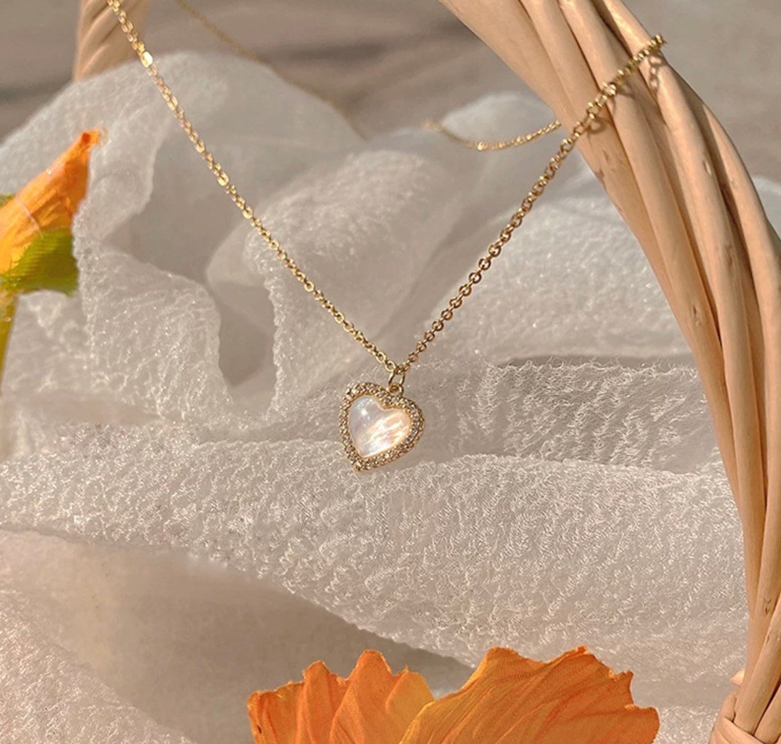 Y2K Coquette Heart Gem Pendant Necklace Womens Delicate Etsy Australia