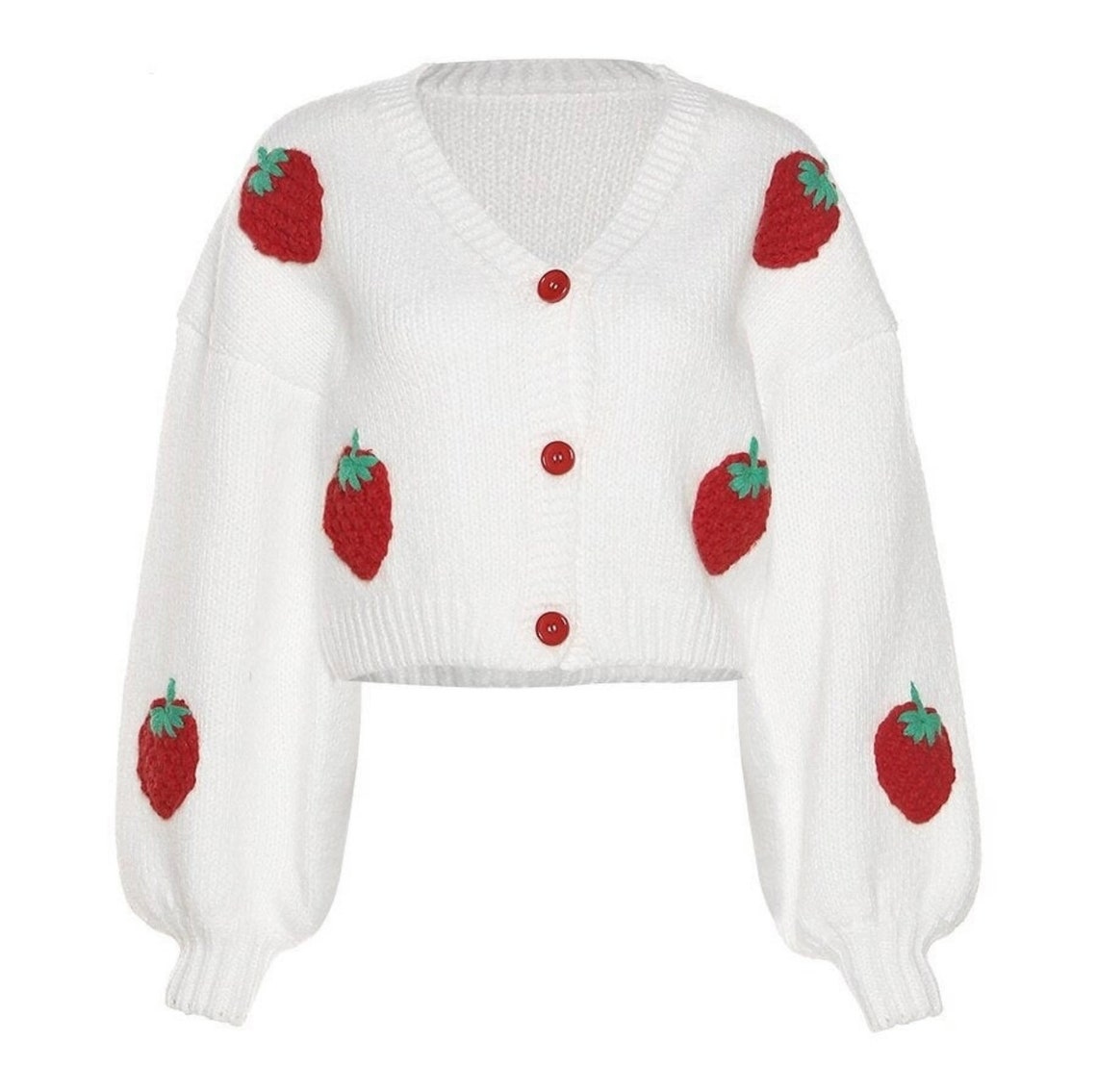 Cute Coquette Strawberry Knitted Cardigan Famous Y2K Fashion - Etsy