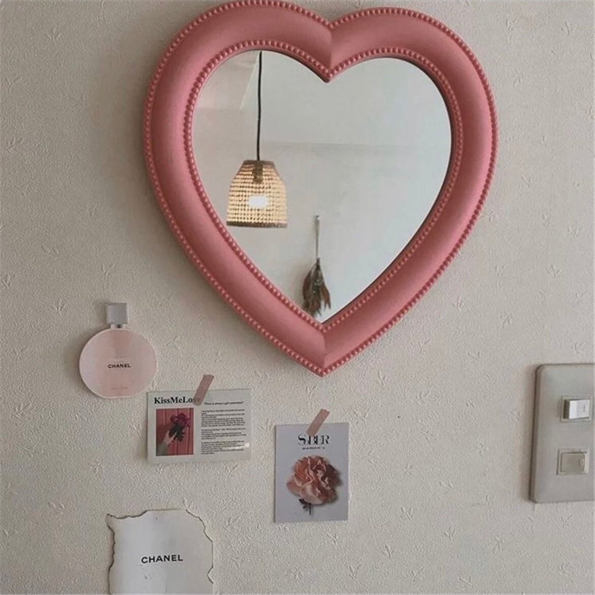 Cute Coquette Heart Framed Mirror Home Decor Vanity Makeup -  Hong Kong