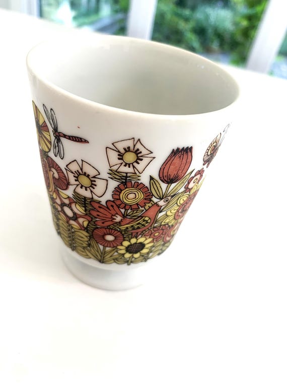 花柄 脚付き陶器カップ レトロな脚付きマグカップ - Etsy 日本