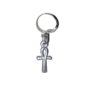 Ankh Cross Dangle Earrings // Silver Jewelry, Stainless Steel, Hypoallergenic, Alt Inspired, Handmade, Final Sale
