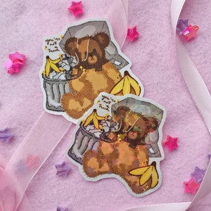 You're not a Trash Sticker | Trash Bear | Kawaii Bear | Waterproof Laptop ipad Journal Planner Kawaii Die Cut | Transparent Vinyl Sticker