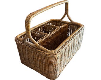 Vintage farmhouse primitive utensil woven basket decor