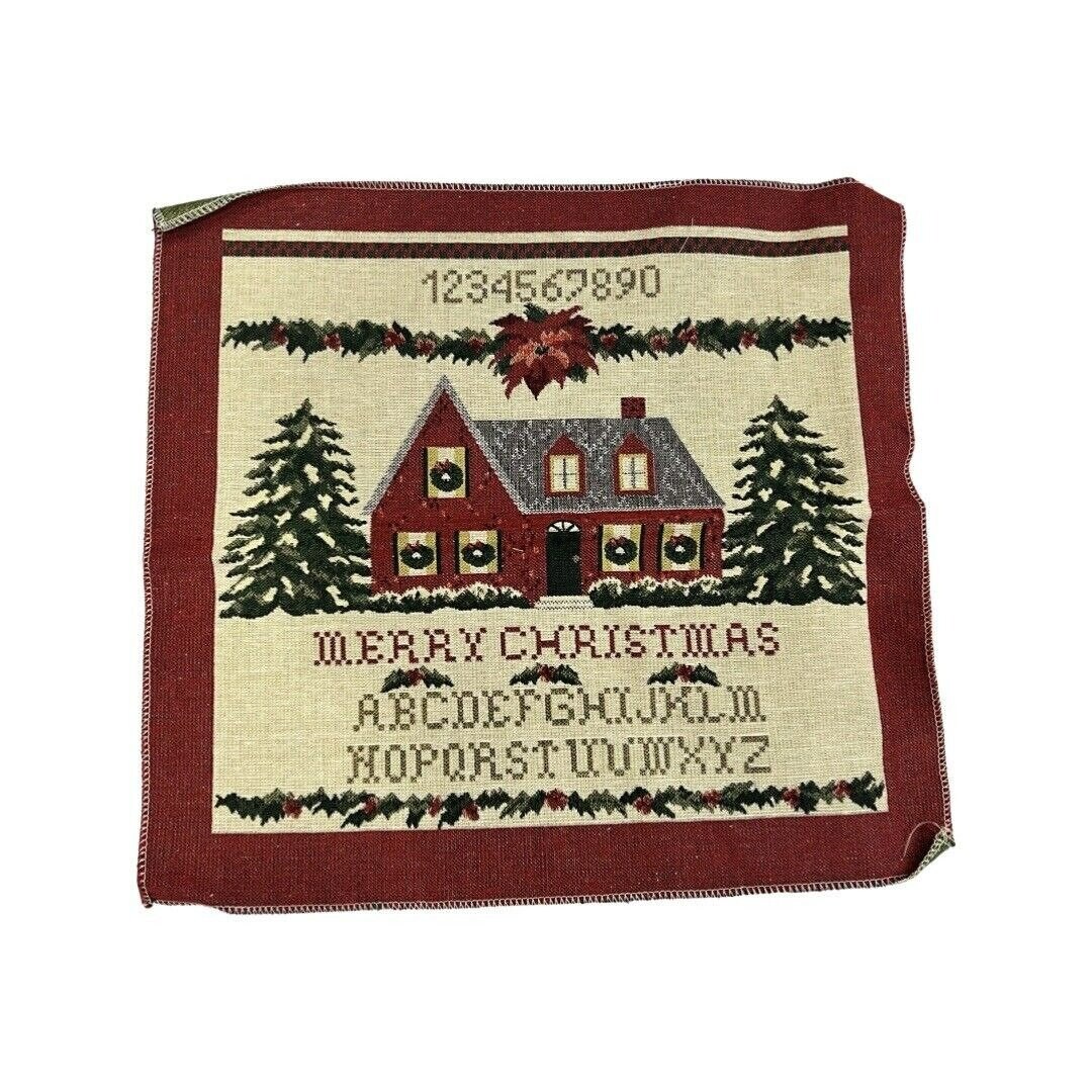 Vintage Christmas Tapestry Fabric Panel Pillow Alphabet Winter Etsy