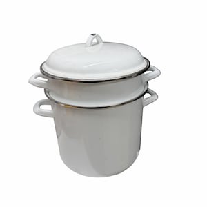 Vintage Enamel Ware 6qt Stock Pot Steamer Lid White Rustic Farmhouse  Kitchen