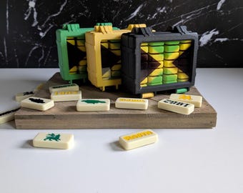 Jamaican Engraved Melamine Domino Set, Jumbo Double-Six, Optional Display Case