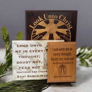 LDS 2025 Youth Theme Gift Plaque, Look Unto Christ Sign for Young Women & Young Men, Customizable Church Gift, Young Womens Camp