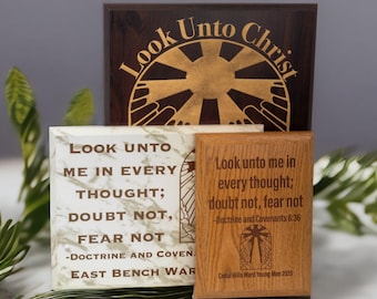 LDS 2025 Youth Theme Gift Plaque, Look Unto Christ Sign for Young Women & Young Men, Customizable Church Gift, Young Womens Camp