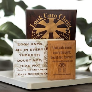 Look Unto Christ Plaque, LDS 2025 Youth Theme Gift Sign for Young Women & Young Men, Customizable Church Gift, Young Womens Camp