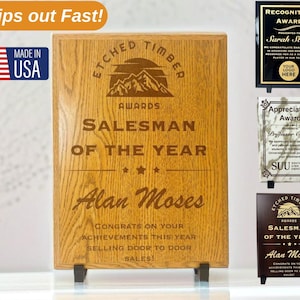 Fully Customizable Oak Plaque Award, Sales Award Plaque, Personalized Appreciation Awards, Wooden Award Plaque, Perfect Recognition Gift!