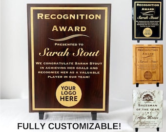 Handcrafted Cherry Award Plaque, Wood Award Plaque, Custom Plaque, Team Award, Recognition Gift Award, Bulk Order Discounts Available