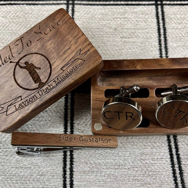 LDS Missionary Tie Clip and Cuff Link Box Set, Elder Missionary Tie Gifts.