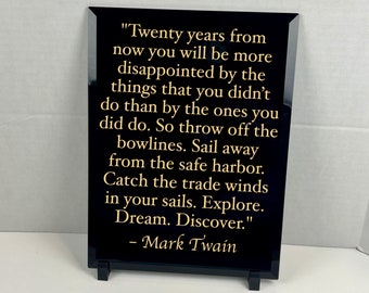 Glass & Gold Custom Quote Plaque, Fully Customizable Quote Verse or Passage, Multiple Sizes and Materials, Perfect Gift for Literary People