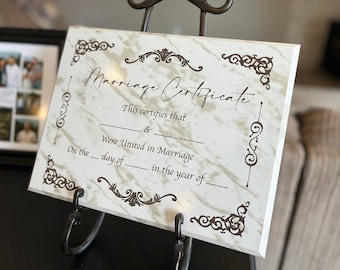 Marble Marriage Certificate, Perfect Anniversary Gift, Certificate of Marriage Plaque, Personalized 9x12 Plaque, Custom Marble Finish!