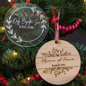 Names of Christ Ornaments: A Christ-Centered Christmas Decoration, Engraved Wood and Acrylic Christmas Ornament Gift, Set of 12 Christ Names