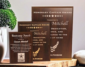 Cherry Military Award Plaque, Military Plaque, Custom Military Awards, Army ,Air Force, Navy, Marines, Personalized Military Awards, No FEES