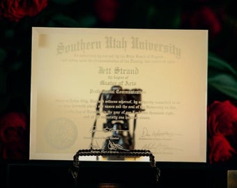 Glasspiegel-Diplomplakette, benutzerdefinierter Abschlussrahmen, College-Abschlussgeschenk, College-Diplom, Professor Geschenk, Diplomrahmen, Diplomrahmen