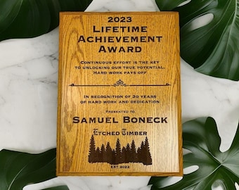 Personalisierte Oak Award Plakette, Custom Appreciation Plaque, 9x12 Plaques Awards, Wood Recerkennung Plaque, Corporate Award, MVP Award Plate