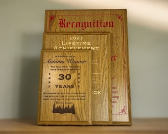 Oak Award Plaque, Corporate Awards, Retirement Gifts, Award Plaque, Appreciation Plaque, Award Trophy, Personalized Award, Custom Plaque