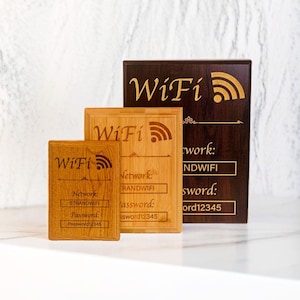 Wood Wifi Password Sign, Custom Wifi Plaque, Airbnb Guest Wifi, Home Wifi Sign, Wifi Welcome Sign, Wifi Login, Multiple Sizes and Material