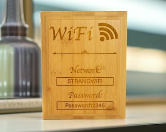 Real Bamboo Wifi Sign Wood, Custom Wifi Password Sign, Personalized Wifi Plaque, Engraved Guest Wifi Welcome Sign, Airbnb, House Signs
