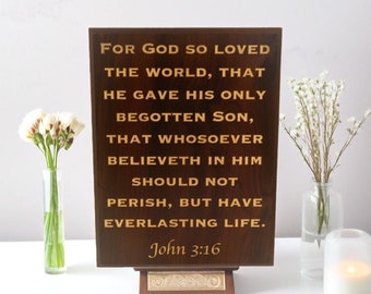Custom Scripture Sign, Cherry Scripture Verse Plaque, Wooden Bible Scripture Wall Art, Christian Gift, Church Gifts, Custom Engraved, No Fee
