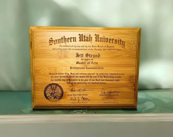 College-Diplom-Rahmen, benutzerdefinierte Abschlussplakette, Bambus-Diplom-Plakette, College-Geschenke, Abschlussgeschenk, Universitätszertifikat, 9x12-Display