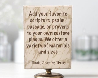 Marble Scripture Sign, Custom Scripture Verse Plaque, Wooden Bible Scripture Wall Art, Christian Gift, Church Gifts, Custom Engraved, No Fee