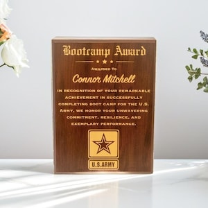 Army Plaque Award, Fully Customizable Military Plaque,  Custom Armed Forces Recognition Gift, U.S. Army Award, Multiple Sizes and Materials