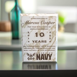 Militaire pensioen cadeau plaquette, gepensioneerde militaire geschenken, Marine pensioen cadeau militair, luchtmacht militair pensioen, mariene militaire plaquette
