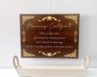 Cherry & Gold Marriage Certificate Holder, Custom Victorian Marriage Certificate, Marriage Anniversary Gift, 9x12 inch Display