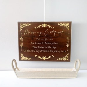 Cherry & Gold Heiratsurkunde, benutzerdefinierte viktorianische Heiratsurkunde, Heiratsjubiläumsgeschenk, 9x12 Zoll Display