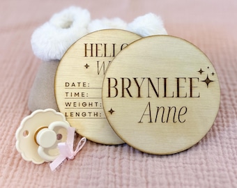 Birth Announcement Sign, Engraved Wooden Birth Sign, Multiple Sizes, Customizable Birth Sign for Hospital, For Girls and Boys, Free Shipping