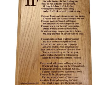 IF, Rudyard_Kipling Poem Plaque, Wall Art, 9x12 and 12x15 inch, 3/4 inch thick, Father Son Gift. Custom Engraved, Free Shipping