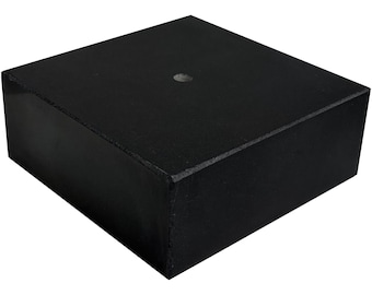 Socle de présentation en marbre noir avec trou de fixation central - Piédestal en pierre polie pour sculpture, statue, art, récompenses, lampes et décoration