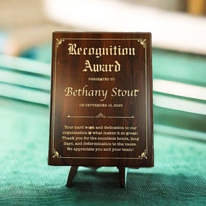 Cherry & Gold Trophy Plaque, Retirement Award Plaque, Retirement Gifts, Appreciation Plaque, Plaque Award, Personalized Award, Custom Plaque