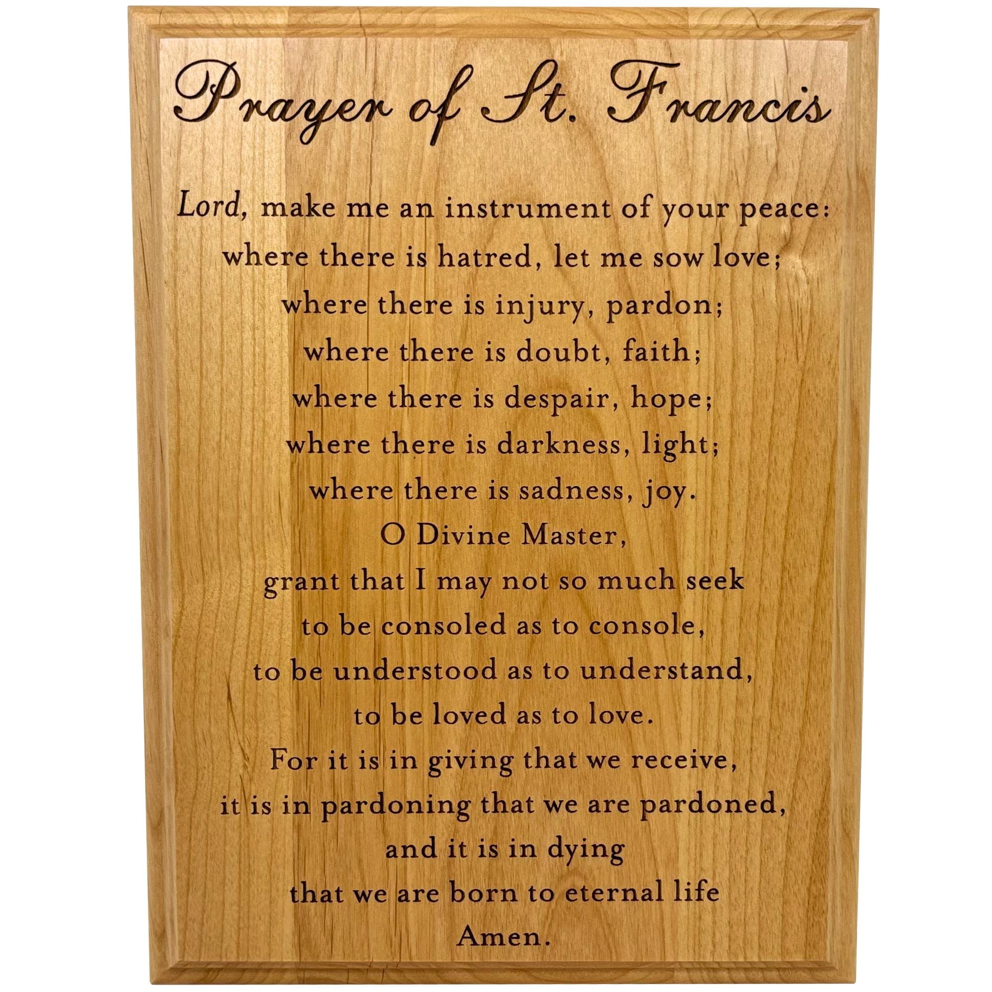 St Francis Prayer Plaque – Catholic Wall Art for Home – Christian Decor with Peace Prayer – Religious Gift for Baptism, or Housewarming