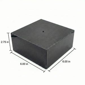 Black Marble Display Base with Center Mount Hole – Polished Stone Pedestal Stand for Sculpture, Statue, Art, Awards, Lamps & Decor 6x6x2 3/4"