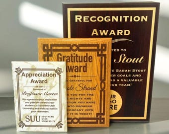 Custom Award Trophy Plaque, Personalized Award Plaque, Appreciation Gift Thank You Plaque, Recognition Award, 5x7 7x9 9x12 inch, Wood Plaque