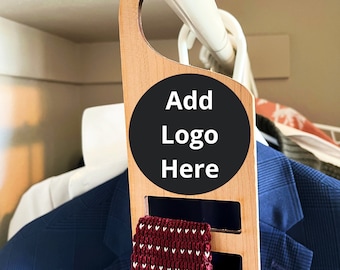 Wood Tie Rack Personalized, Custom Logo Tie Hanger, Gifts For Him