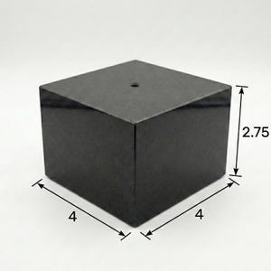 Black Marble Display Base with Center Mount Hole – Polished Stone Pedestal Stand for Sculpture, Statue, Art, Awards, Lamps & Decor 4x4x2 3/4"