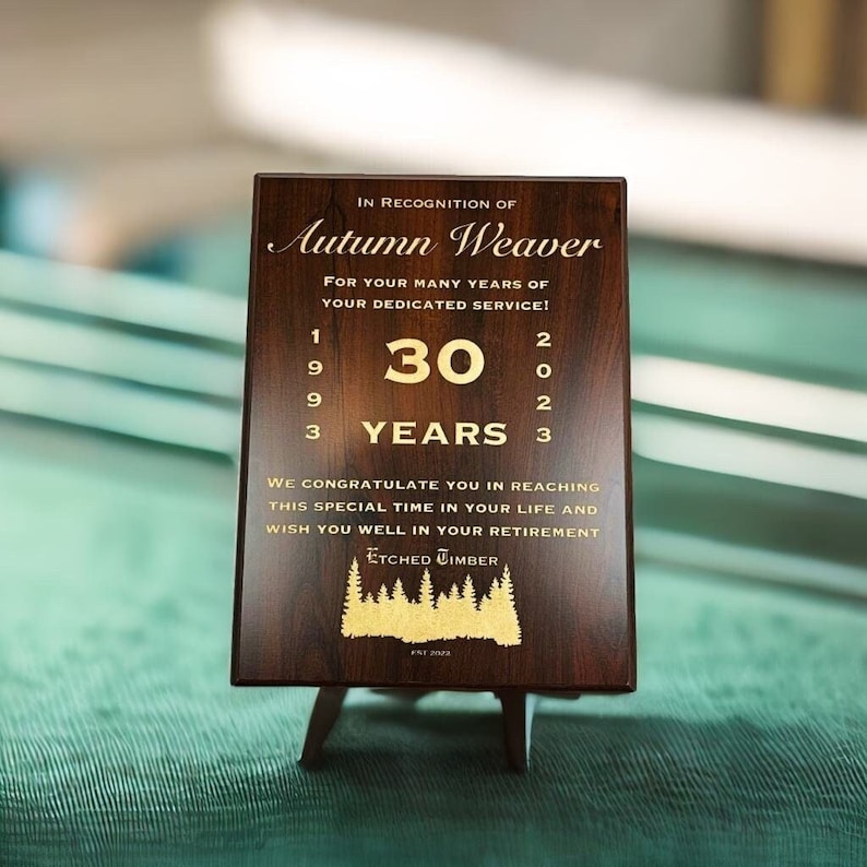 Dark Cherry retirement award plaque