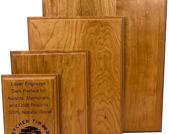 Base de placa de madera de cerezo auténtica, doble bisel, 1,9 cm de grosor, grabado láser oscuro, ideal para premios, trofeos, manualidades y proyectos personalizados.