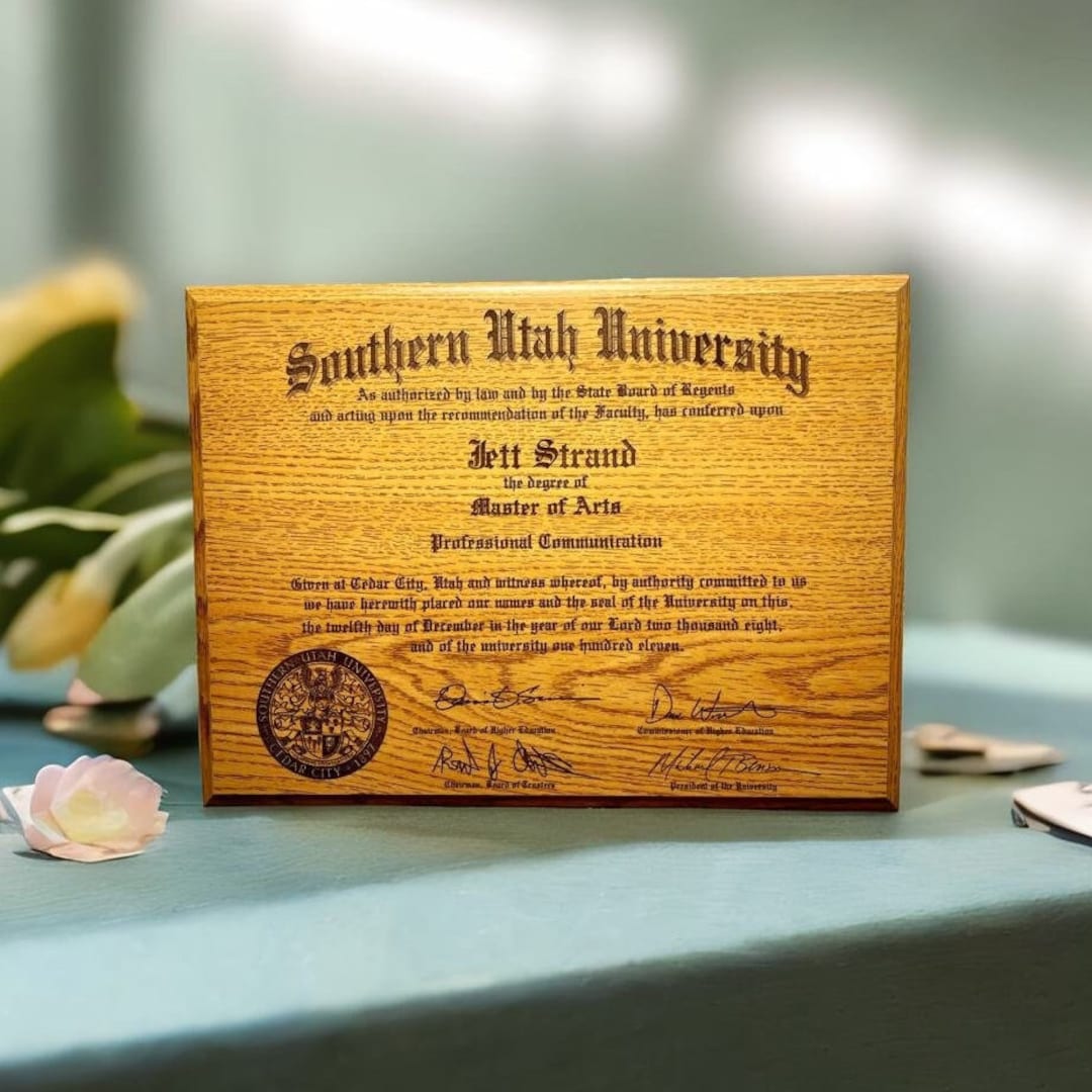 Custom Engraved Diploma, WGU Diploma Frame, Certificate Award