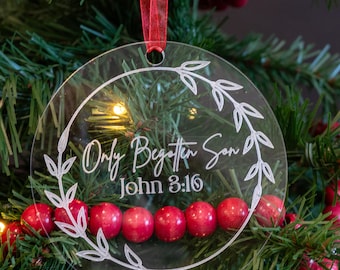 Acrylic Names of Christ Ornaments, Handmade Acrylic Ornament Set, Wooden Ornament Set, Engraved, Christ Centered Christmas Gift, Set of 12
