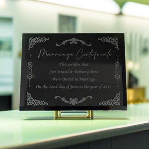 Personalisierbar Heiratsurkunde, Hochzeitsgeschenke für das Paar Einzigartige, Jahrestag Geschenk Für Sie, Hochzeitsschild, Ehe Plakette, 9x12 Zoll