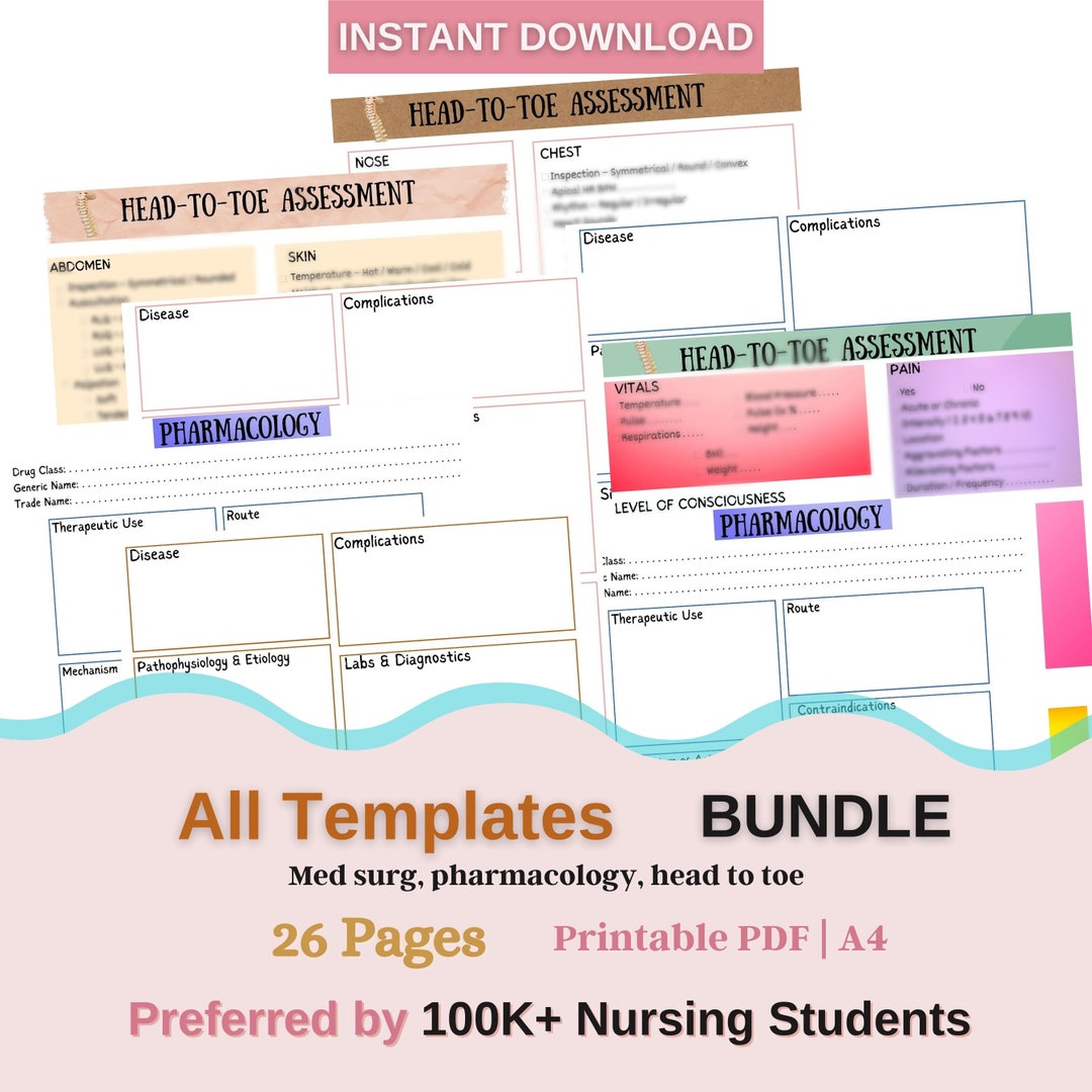 Nursing School Templates Study Notes Nursing Student Notes Etsy UK