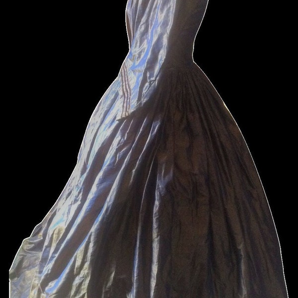 Antique Original English 1860 Silk Taffeta Dress