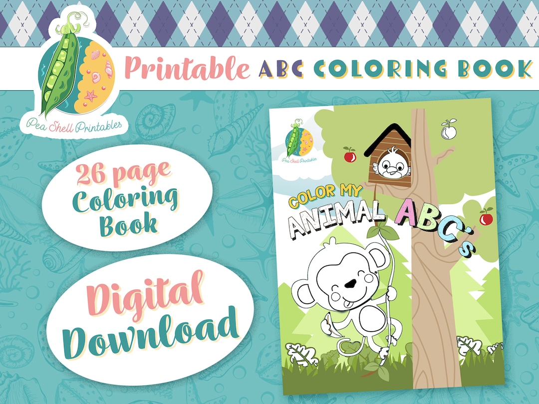ABC Animals Printable Coloring Book Digital Download 26 Pages - Etsy