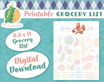 Printable Grocery List Template PDF Instand Download - Etsy